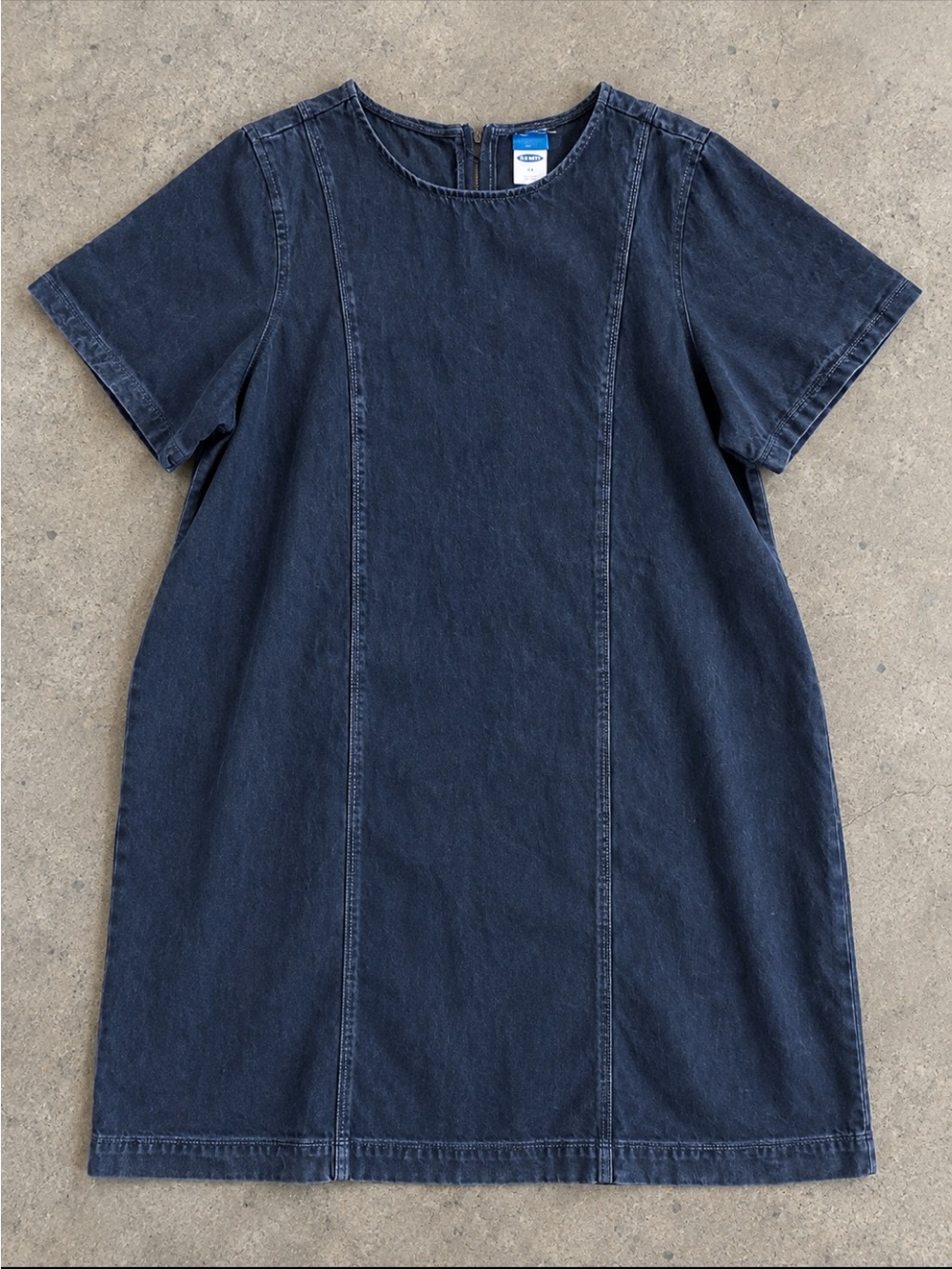 Old Navy Denim Mini Dress Woman 4X Dark Wash Back Zip Short Sleeve Western 2025